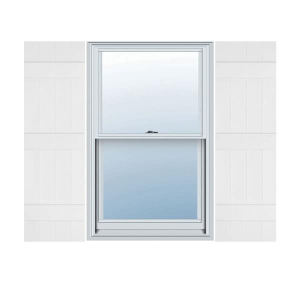 Ekena Millwork 14 in. W x 59 in. H Builders Edge, 3 Batten, Board-n-Batten Shutters, 117 - Bright White, PR 080140059117 - main